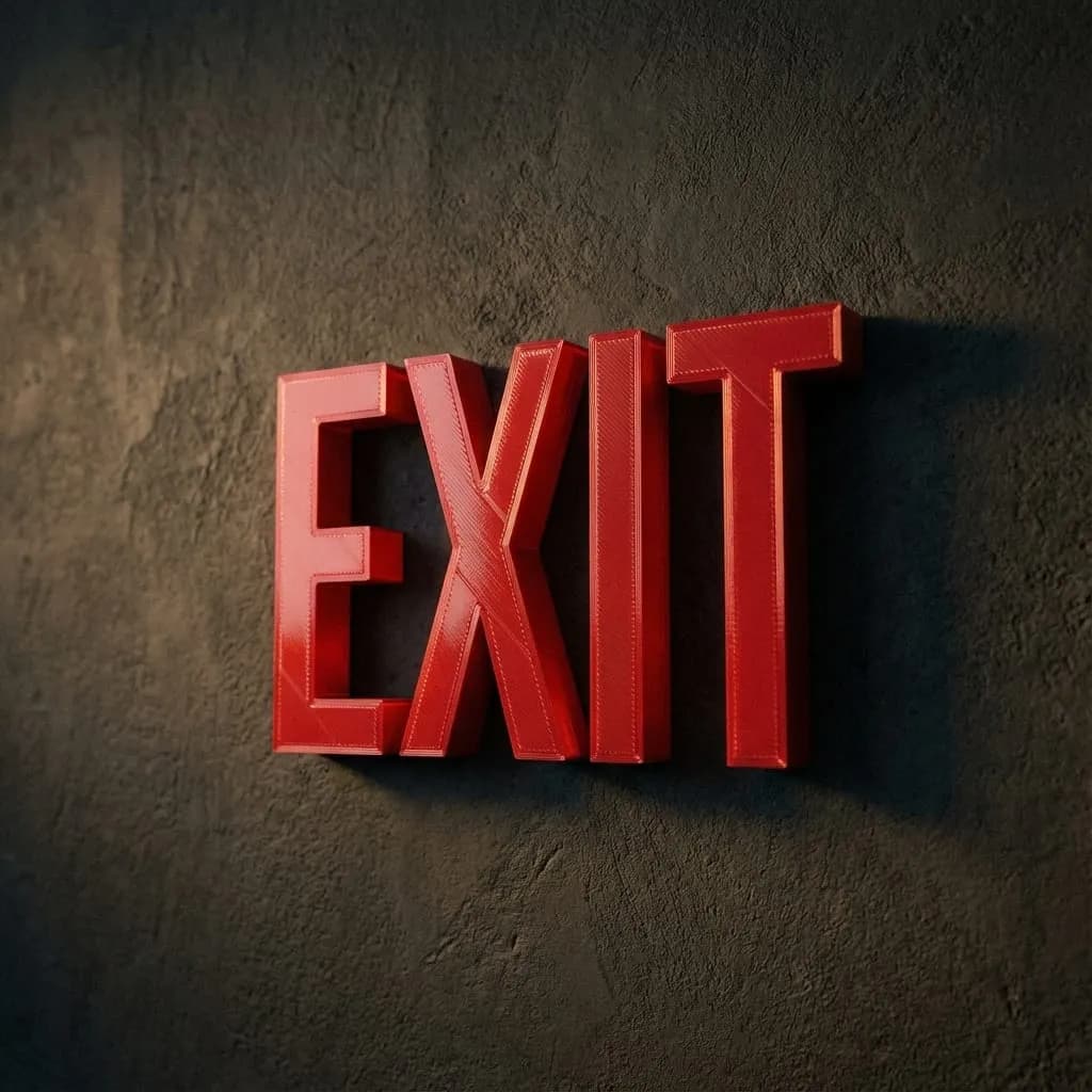 3D printed EXIT sign generated with NameSTL's text to STL converter