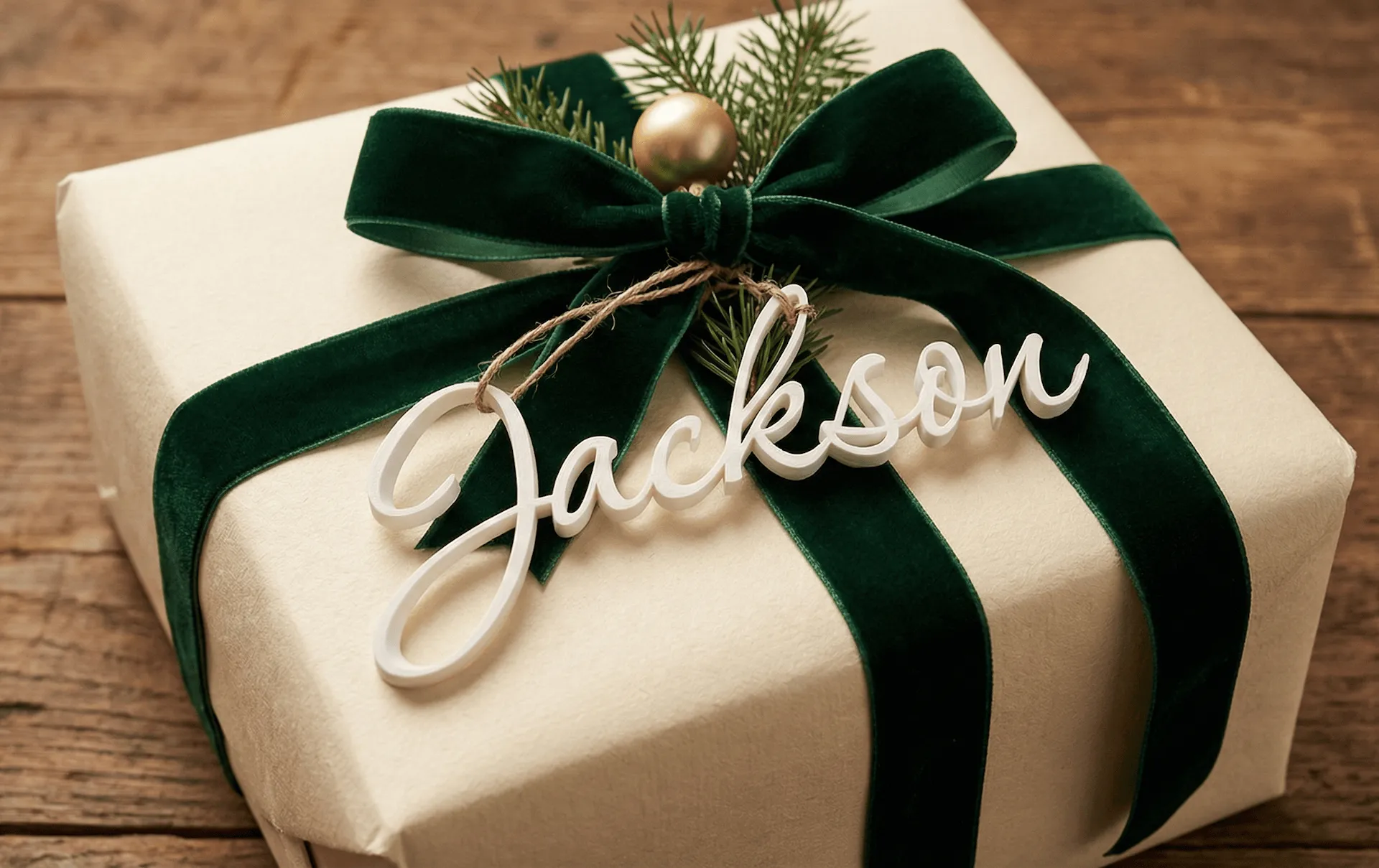 Personalisierter 3D-gedruckter Name als Weihnachtsgeschenk